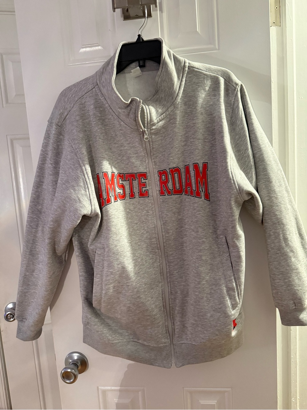Amsterdam Zip-Front Jacket - Gray with Red Lettering - Picture 2 of 3